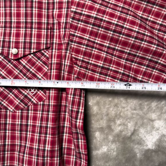 Ariat Pro Series Witten Classic Fit Snap Long Sleeve Shirt Red Plaid Mens Size M - Picture 7 of 15